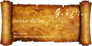 Getto Éva névjegykártya